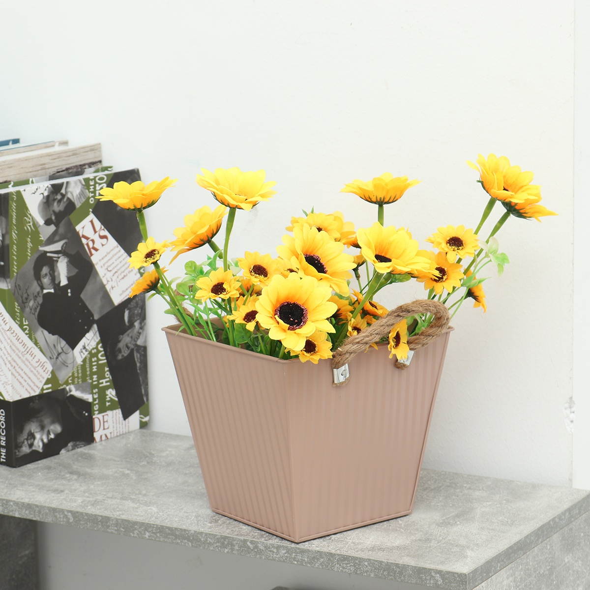 New Flower Pots Pastoral Style Colored Iron Leather Flower Pots Creative Rectangular Buckets-S