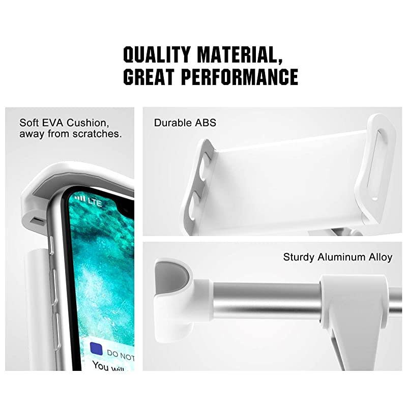 Headrest PhoneTablet Car Mount Adjustable Tablet Holder for 411quot Devices Fit with iPhone 11 Pro Max11 Pro11 iPhone XsXs MaxXR iPhone SE 2020 iPad Pro 11 2020 Galaxy S20 62quot White