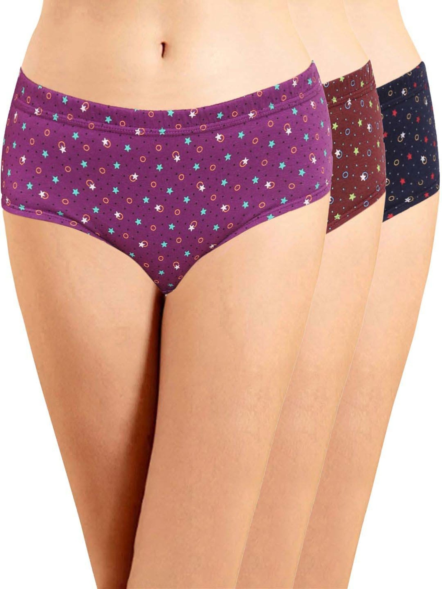 Lyra Assorted Color Cotton Printed Hipster Panties - Pack Of 4
