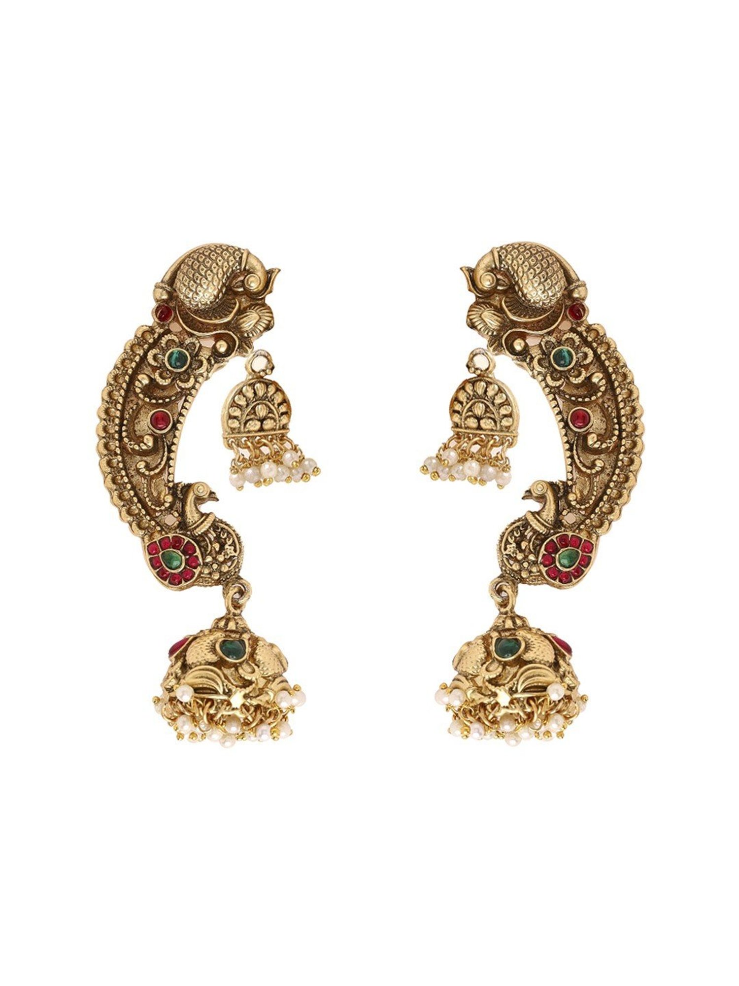 Priyaasi An Intricacies of Bhuta-Inspired Peacock Design Jhumki Earrings
