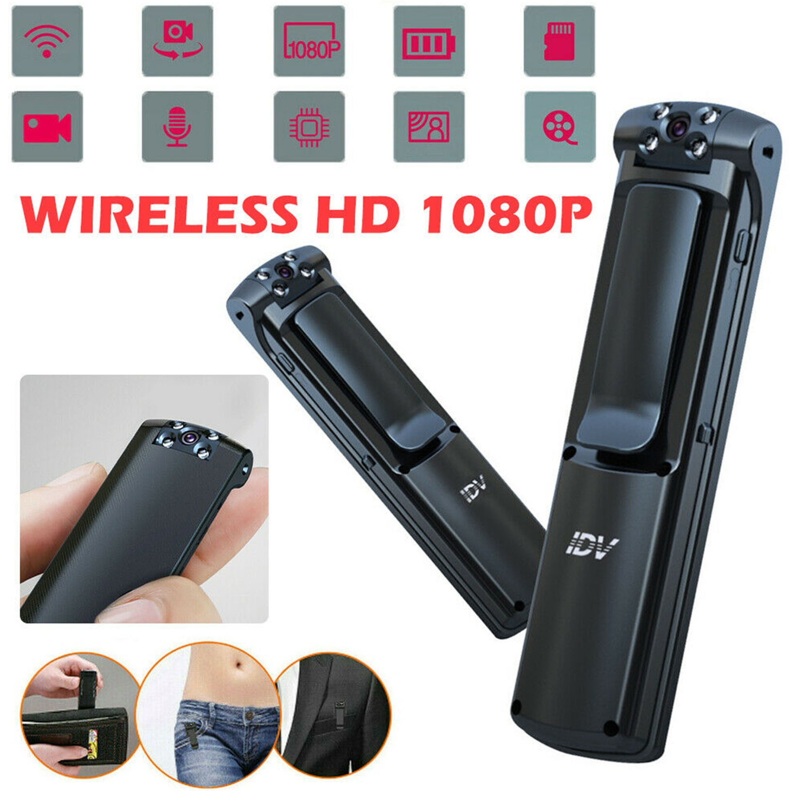 HD 1080P Wifi Camera DVR IR Night Camcorder Cam DVR Police body Camera