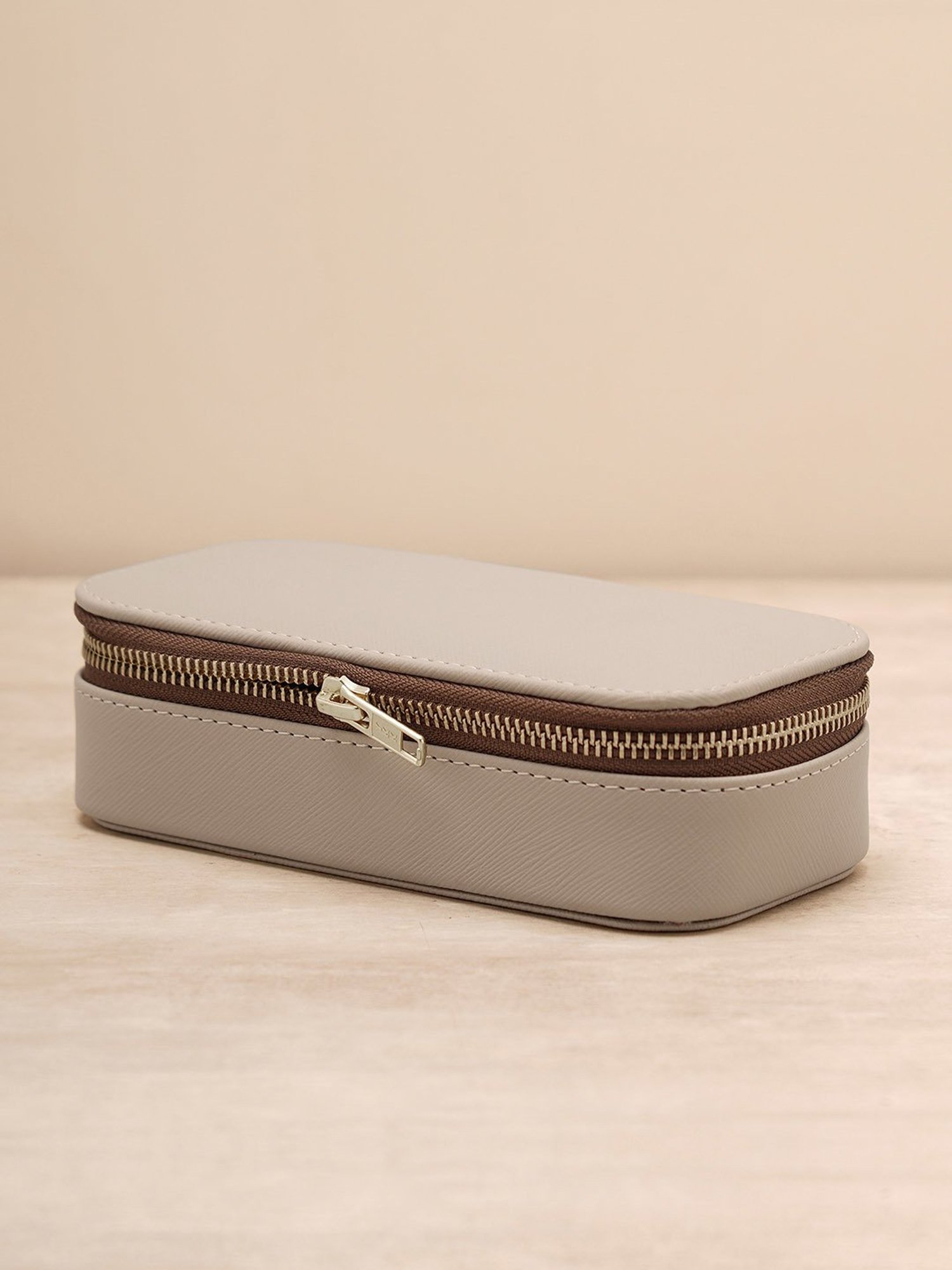 Pure Home and Living Beige Leather Solid Jewellery Organiser