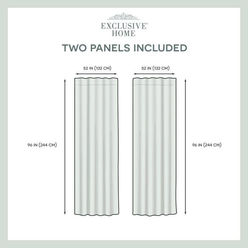 Set of 2 96"x52" Zeus Solid Textured Jacquard with Blackout Liner Hidden Tab Window Curtain Panel White - Exclusive Home