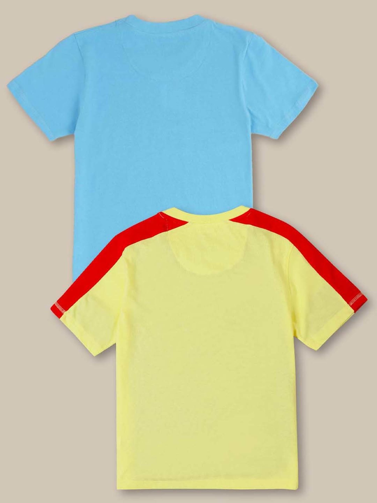 Kidsville Yellow & Blue Cotton Printed T-Shirt