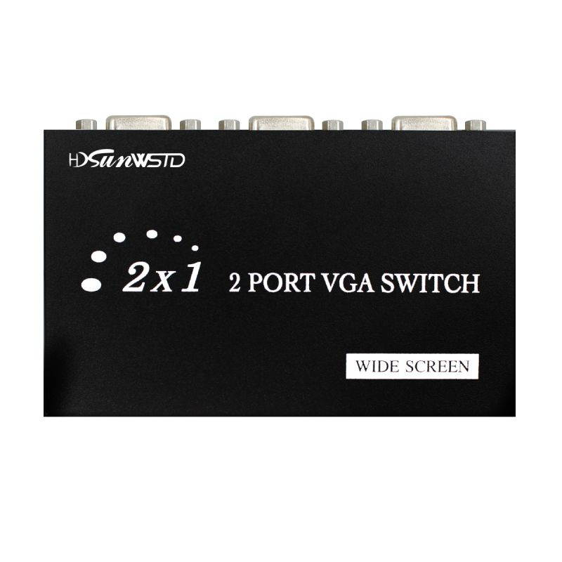 VGA Switch 2 in 1 Out 2 Port VGA Switcher Box VGA Vedio Switch for PC TV Monitor -Black