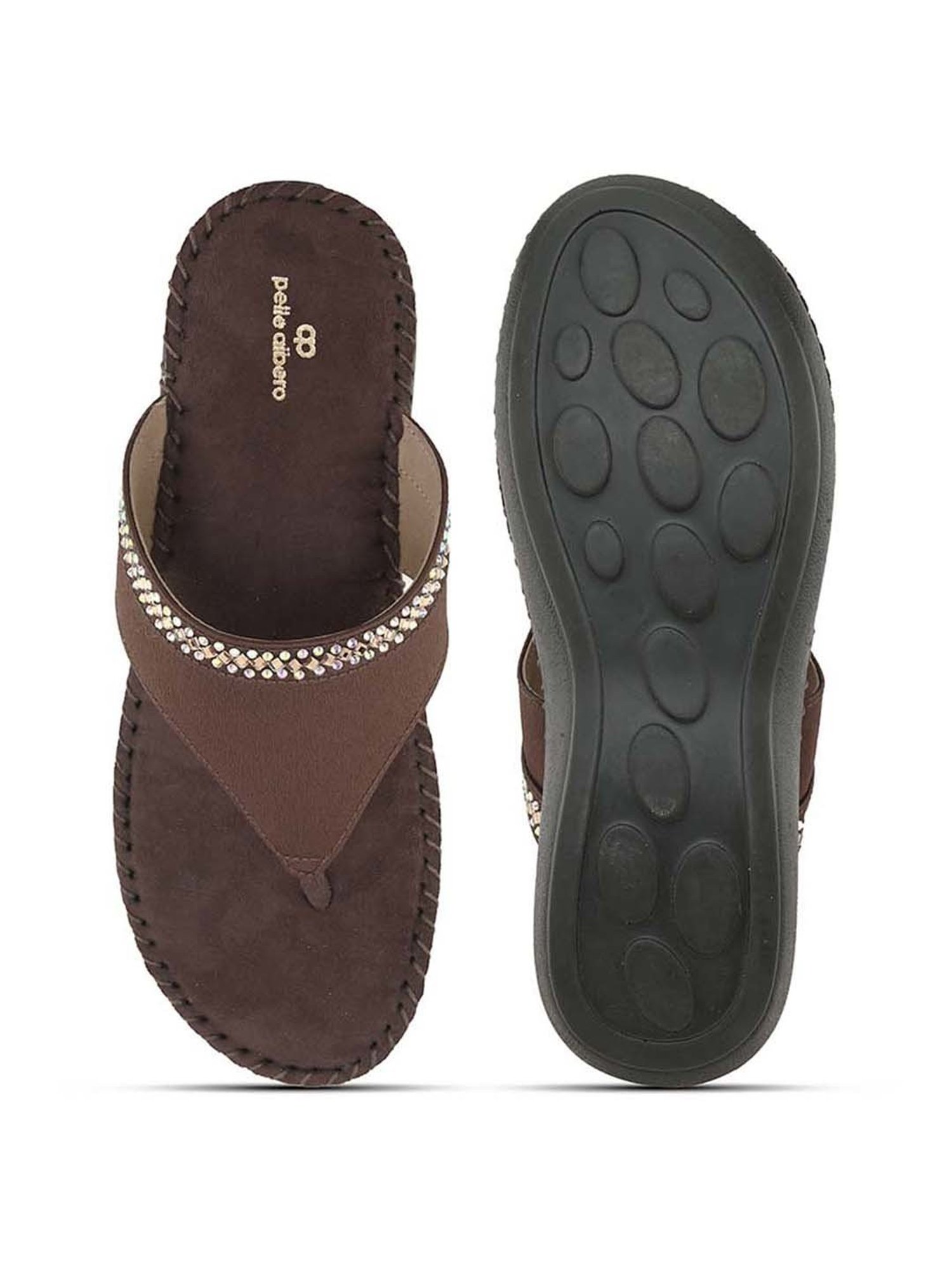 Pelle Albero Women's Brown T-Strap Wedges