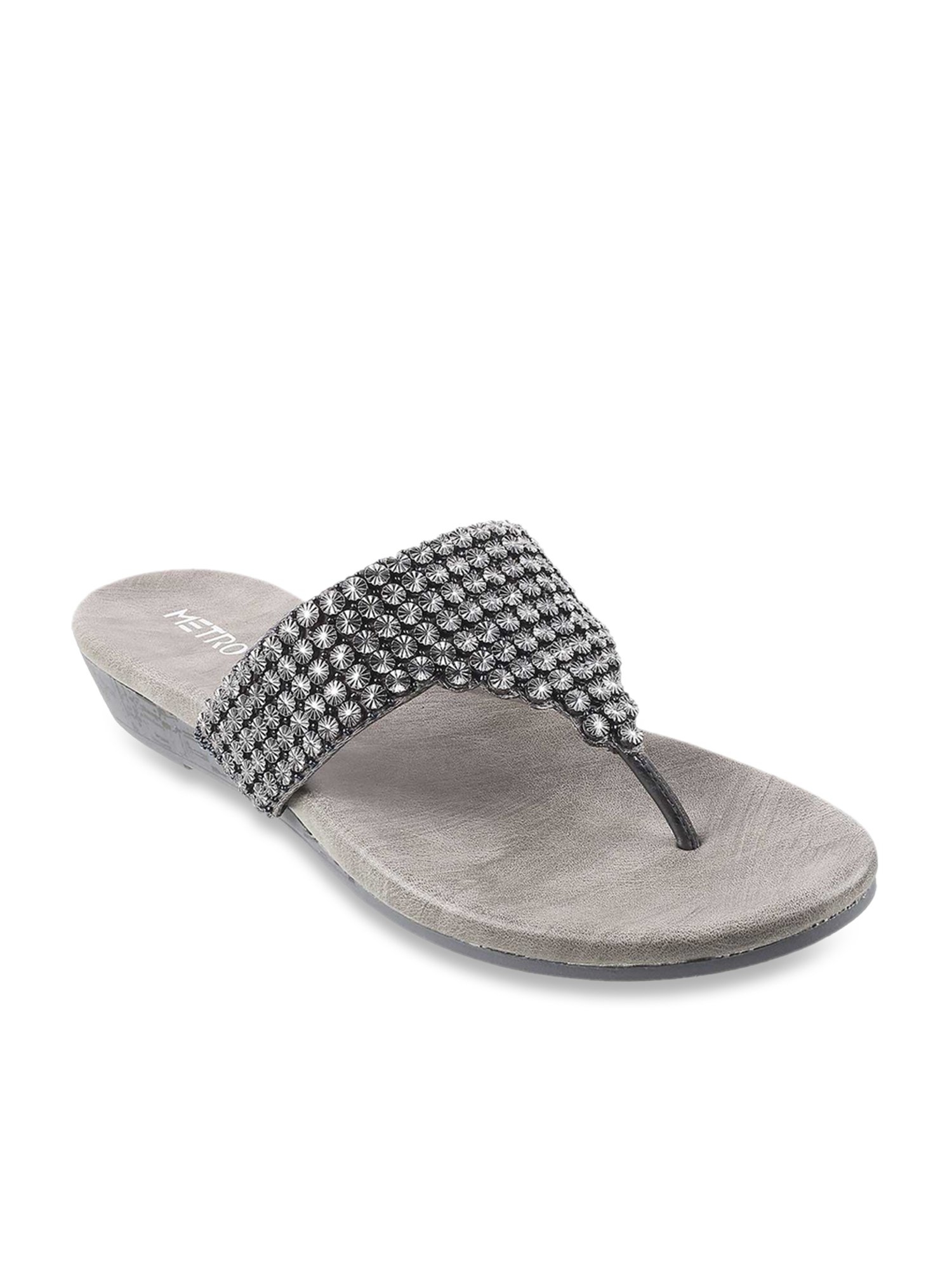 Metro Women's Silver Thong Wedges