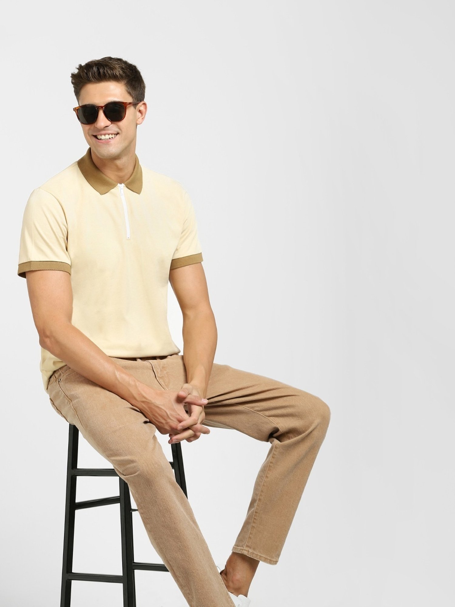 SELECTED HOMME Brown Cotton Regular Fit Polo T-Shirt