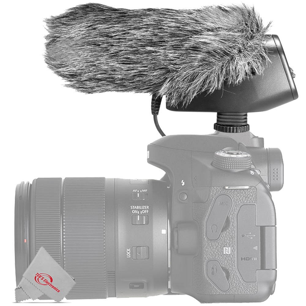 Vidpro External Mini Microphone with Windscreen Crystal Clear Sound Recording for Canon EOS R R5 R6 RP Full Frame Mirrorless Camera