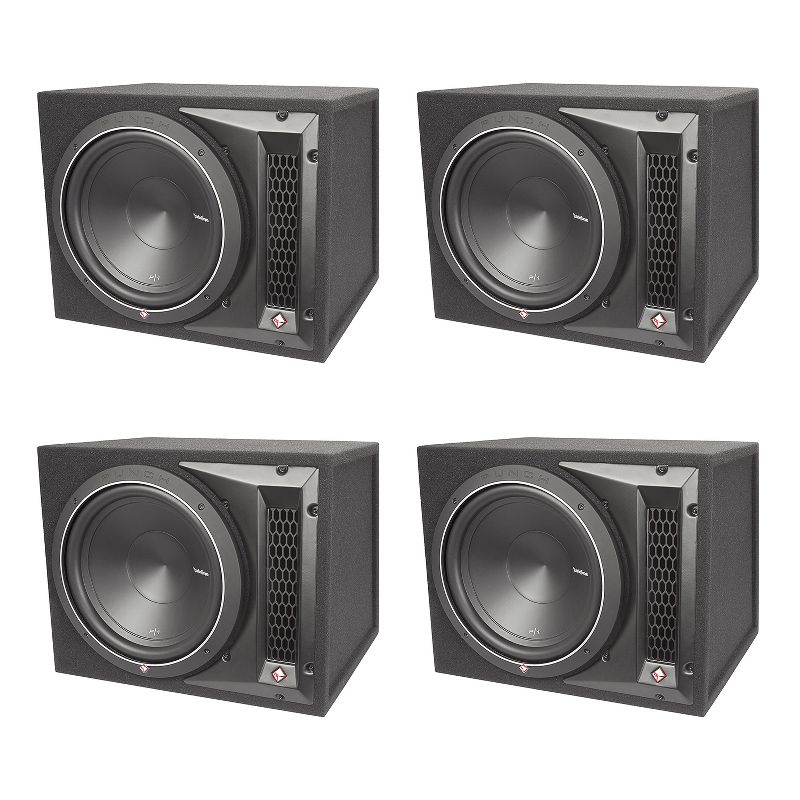 Rockford Fosgate P1-1X12 Punch 12 Inch 500 Watt 4-Ohm Single Loaded Vented Enclosure (4 Pack)