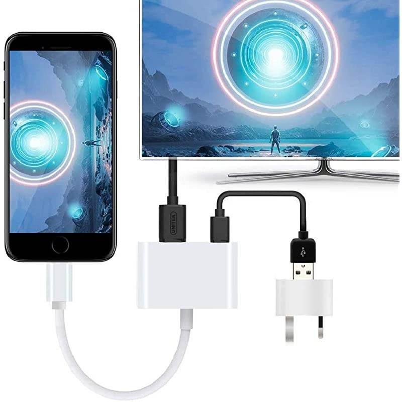 MFi Certified Lightning to HDMI 1080P Lightning to Digital AV Audio Adapter 4K HDMI Sync Screen Converter with Charging Port for iPhone iPad iPod on HD TVMonitorProjector Must Be Power