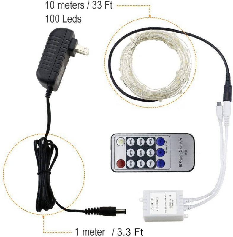 ER CHEN 33ft Led String Lights,100 Led Fairy Starry Lights on 10M Silver Coating Copper Wire String Lights for Christmas (Blue)