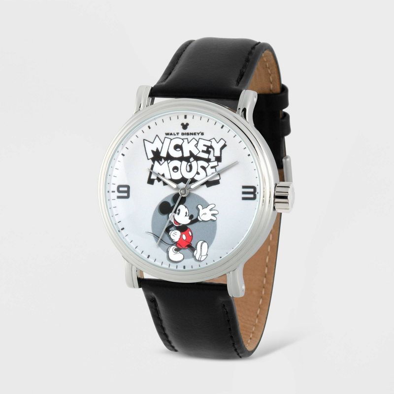 Men's Disney Mickey Mouse Strap Watch - Black