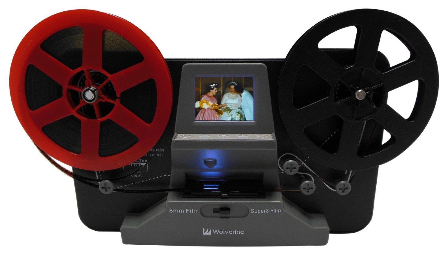 Wolverine 8mm and Super8 Reels Movie Digitizer with 2.4" LCD, Black (Film2Digital MovieMaker), Includes 32GB SD Memory Card & Worldwide Voltage 110V/240V AC Adapter (Bundle)
