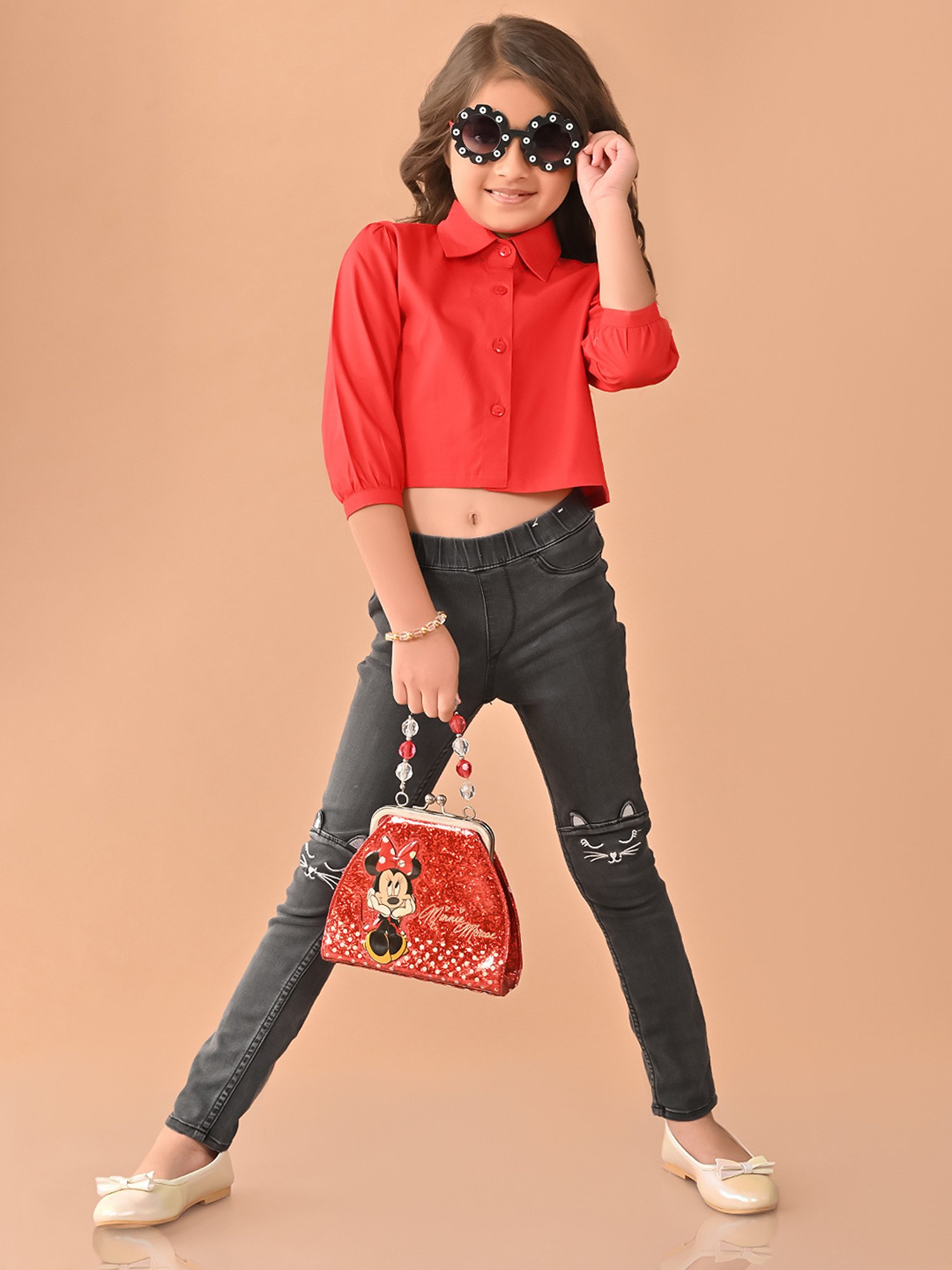 LilPicks Kids Yellow Solid Crop Top