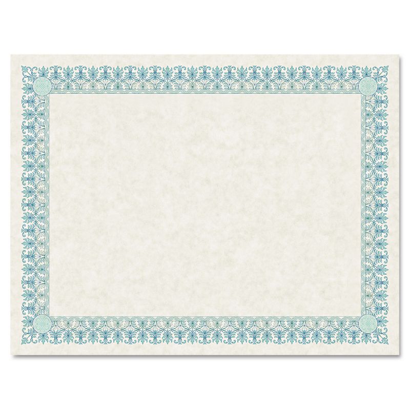 Southworth Parchment Certificates Ivory w/Green & Blue Border 24 lbs. 8-1/2 x 11 25/PK CT3R