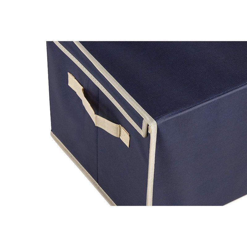 Juvale 3 Pack Collapsible Fabric Storage Bins Cubes, Decorative Foldable Boxes with Window & Lid - Navy Blue, Large, 16.25 x 12 x 10 Inches