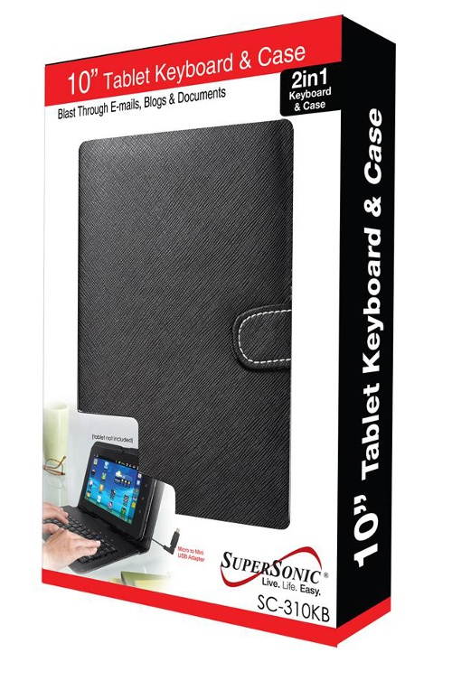 Supersonic 10" Tablet Keyboard and Case SC-310KB Blue