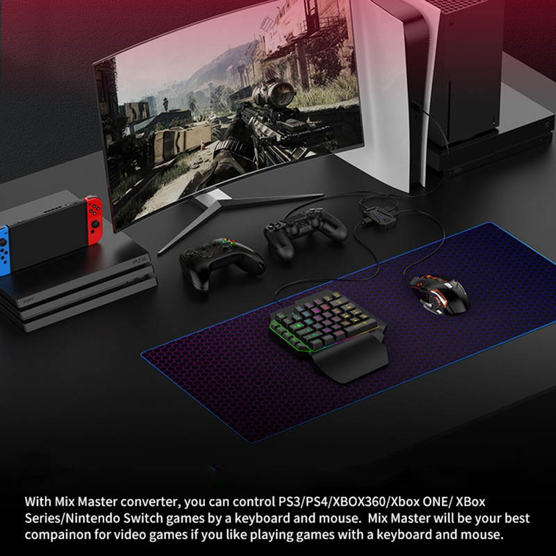 Greatlizard Suitable For PS4 Console Keyboard And Mouse Converter Throne Suitable For PS3/PS4/PS5/XboxONE/Switch Package