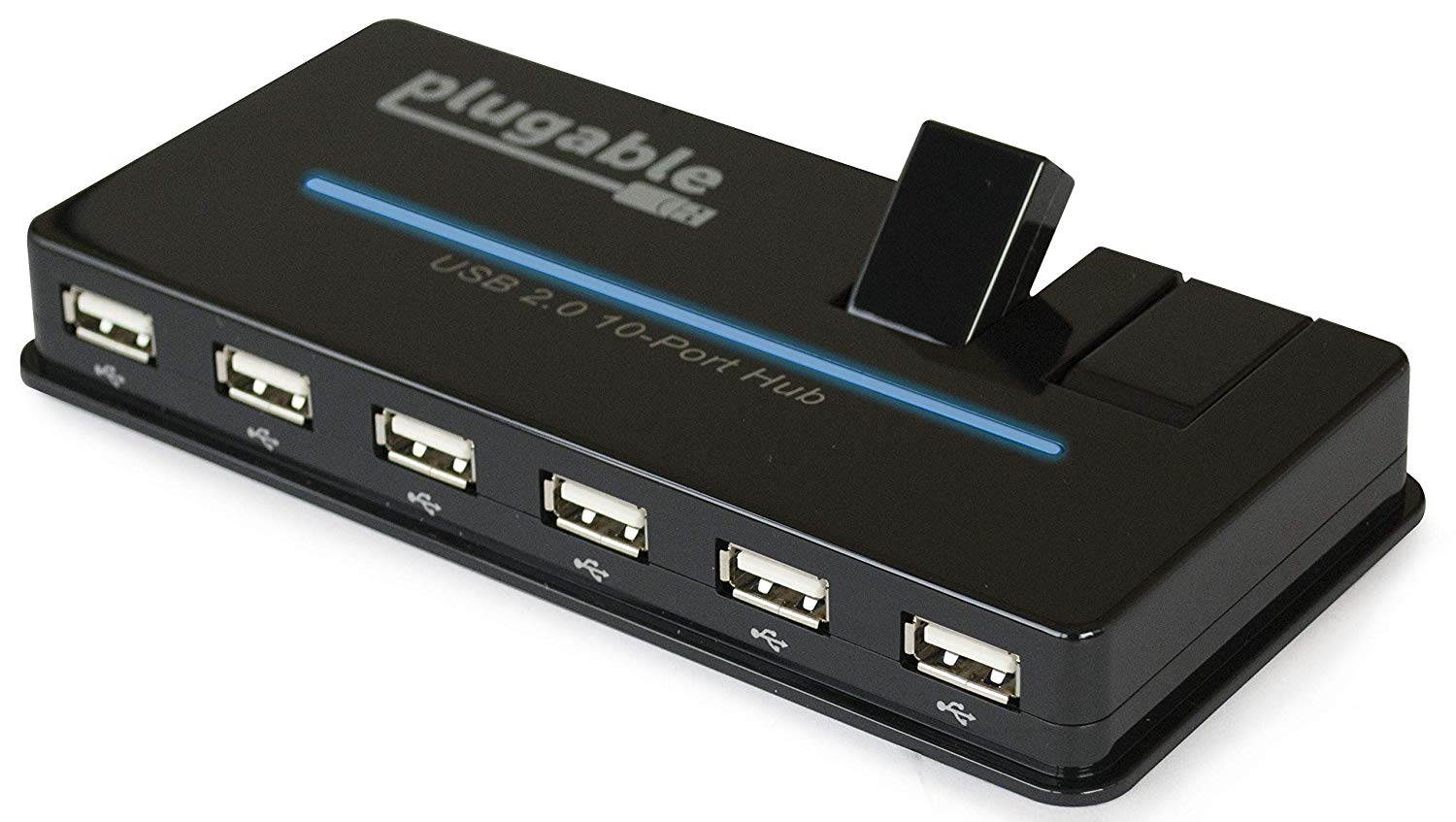 New : Multi-Function Best USB HUB ,Plugable 10 port USB 2.0 hub - 20W Powered USB HUB with Two Flip-Up Ports support independent charging for Android, Apple iOS, and Windows Mac, Chrome, Linux