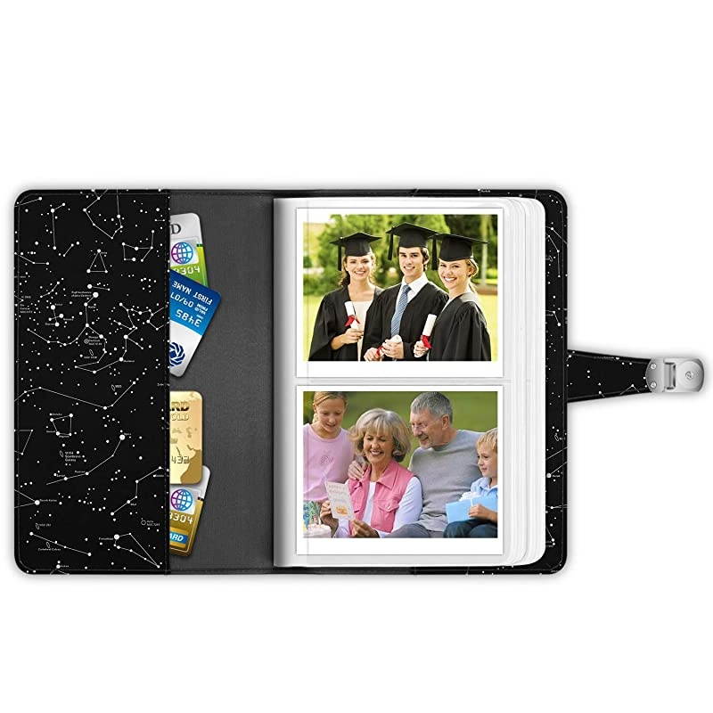 Wallet Photo Album for Fujifilm Instax Wide 300 Polaroid OneStep 264 Pockets Snap Fastener Album Compatible with Polaroid POP Originals 600 Camera 35x45 Inch Film Constellation