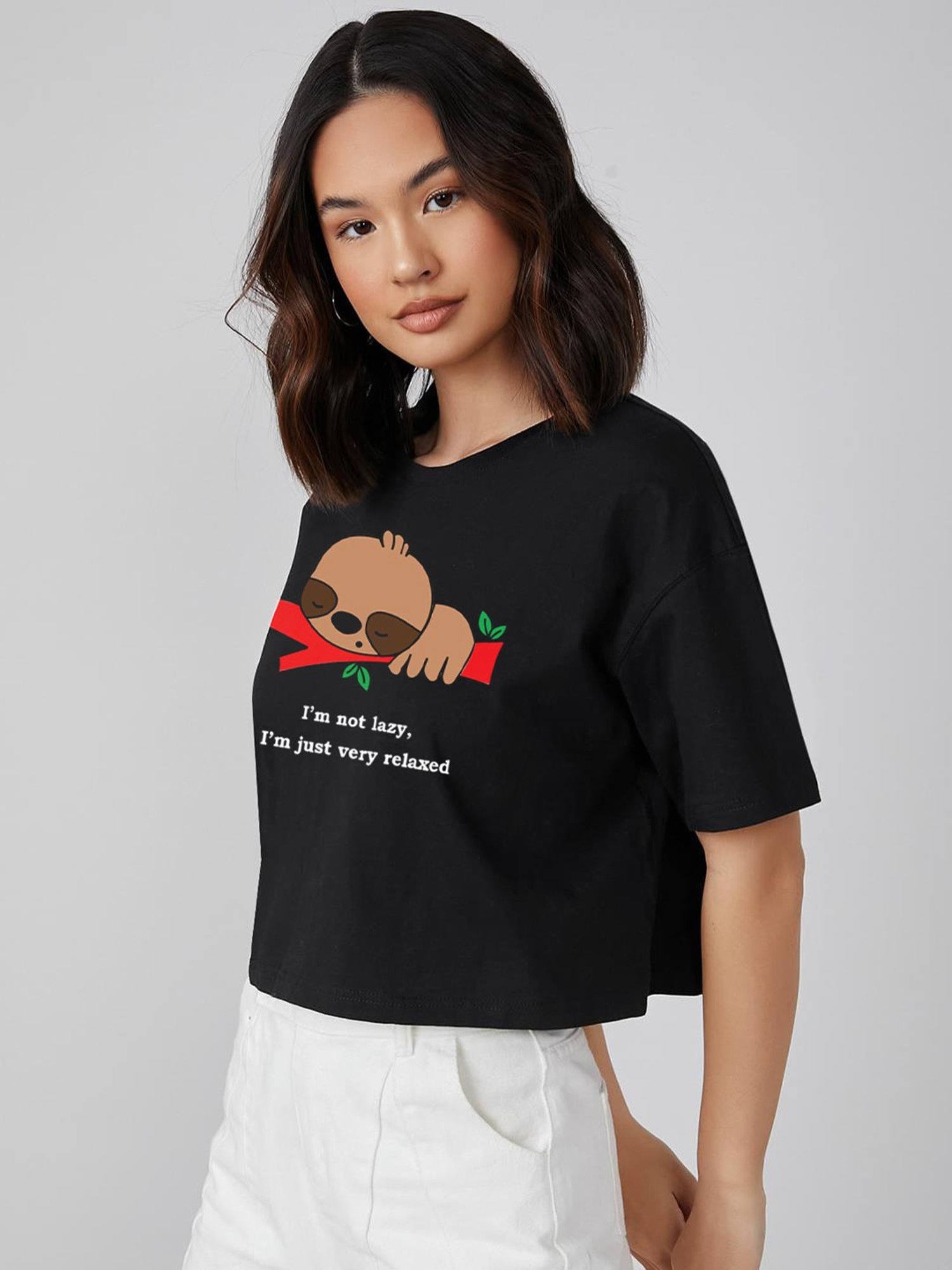 Kotty Black Graphic Print Oversized T-Shirt