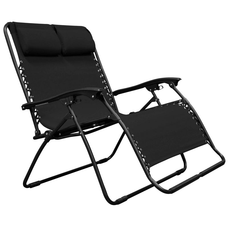 Caravan Canopy Infinity Loveseat Zero Gravity Steel Frame Patio Chair, Black