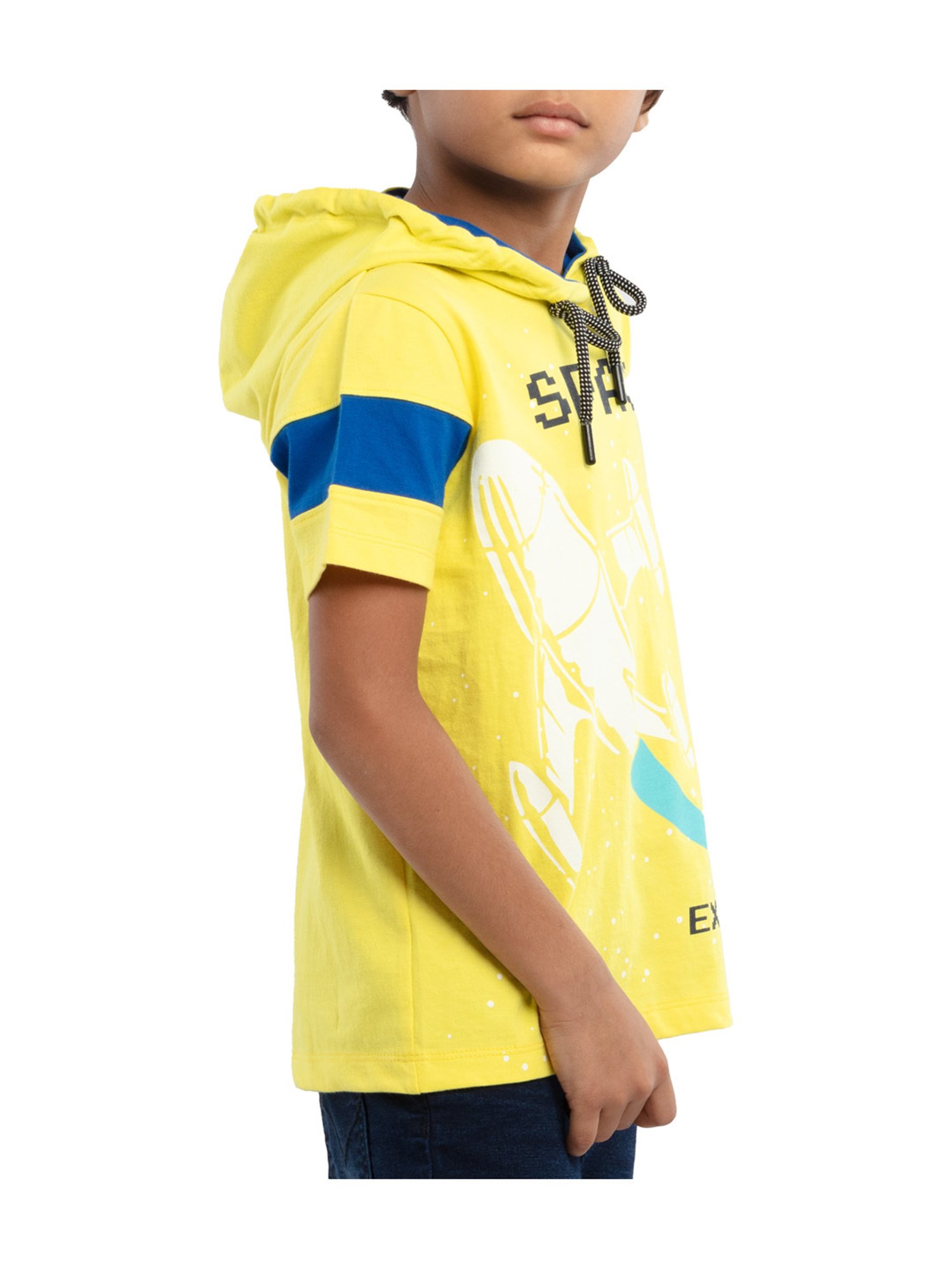 Under Fourteen Only Boys Yellow & Blue Printed T-Shirt