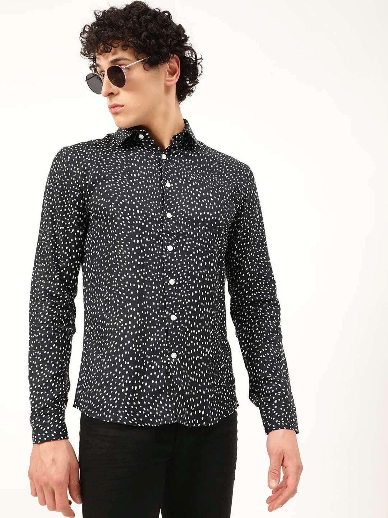 Lindbergh Black Slim Fit Printed Shirt
