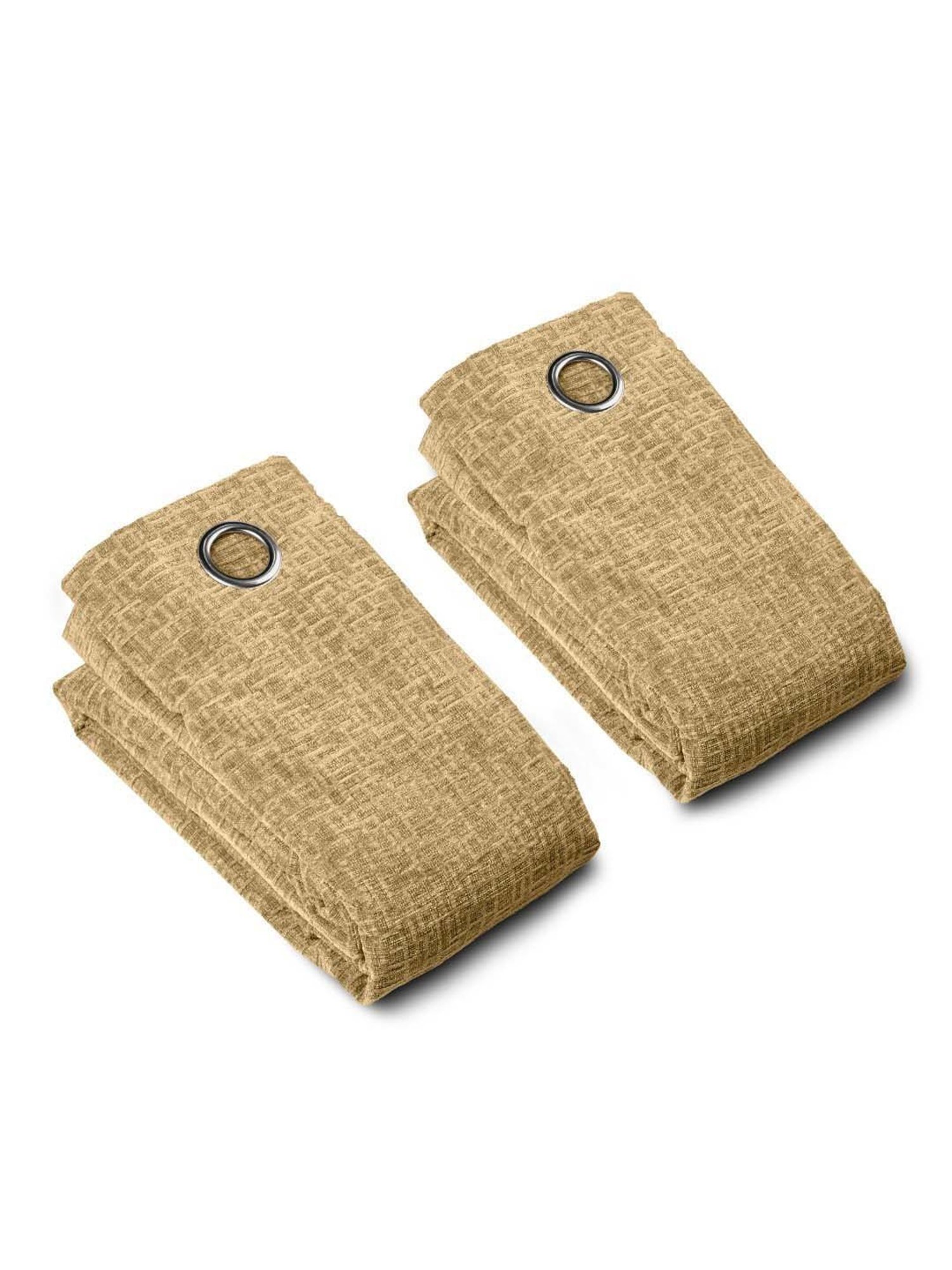 Saral Home Easy Living Gold Polyester Tic Tac Chenille Yarn Blackout Door Curtains - Set of 2