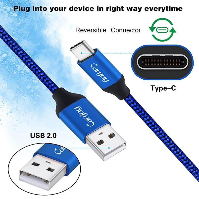 USB Type C Cable,  2 Pack 6ft Braided USB C Cable Fast Charger Cord Compatible with Samsung Galaxy S10 /S10E /S10 Plus,S9 /S9 Plus,S8/S8 Plus,Note 10/9/8