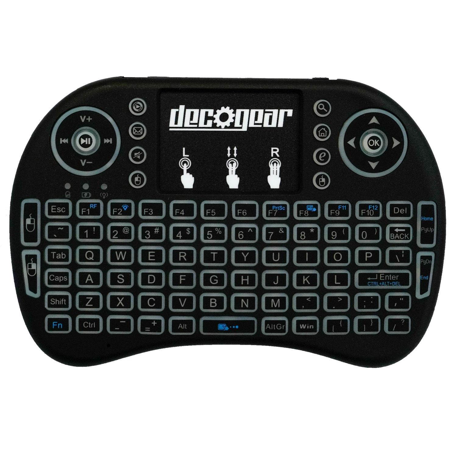 Deco Gear 2.4GHz Wireless Backlit Keyboard Smart Remote with Touchpad Mouse - STV300BK