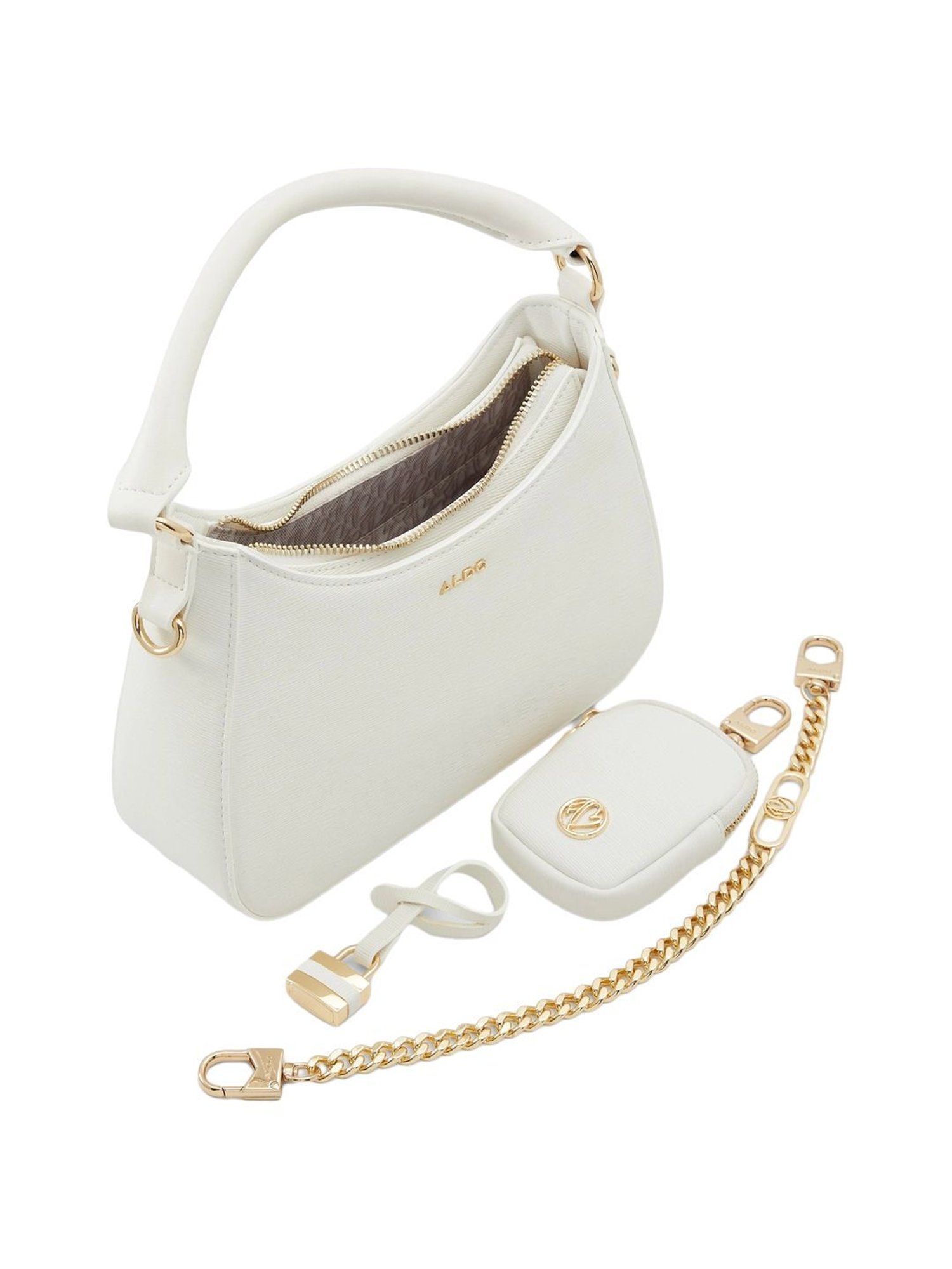 Aldo White Solid Small Handbag