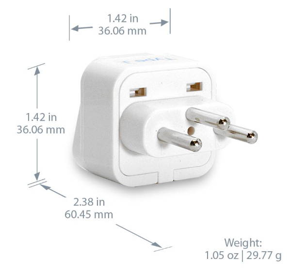 Ceptics Switzerland Travel Plug Adapter (Type J), Universal Socket Plug Accepts Plugs From any Country, Perfect for Cell Phones, Laptops, Chargers and More - 3 Pack (GP-11A)