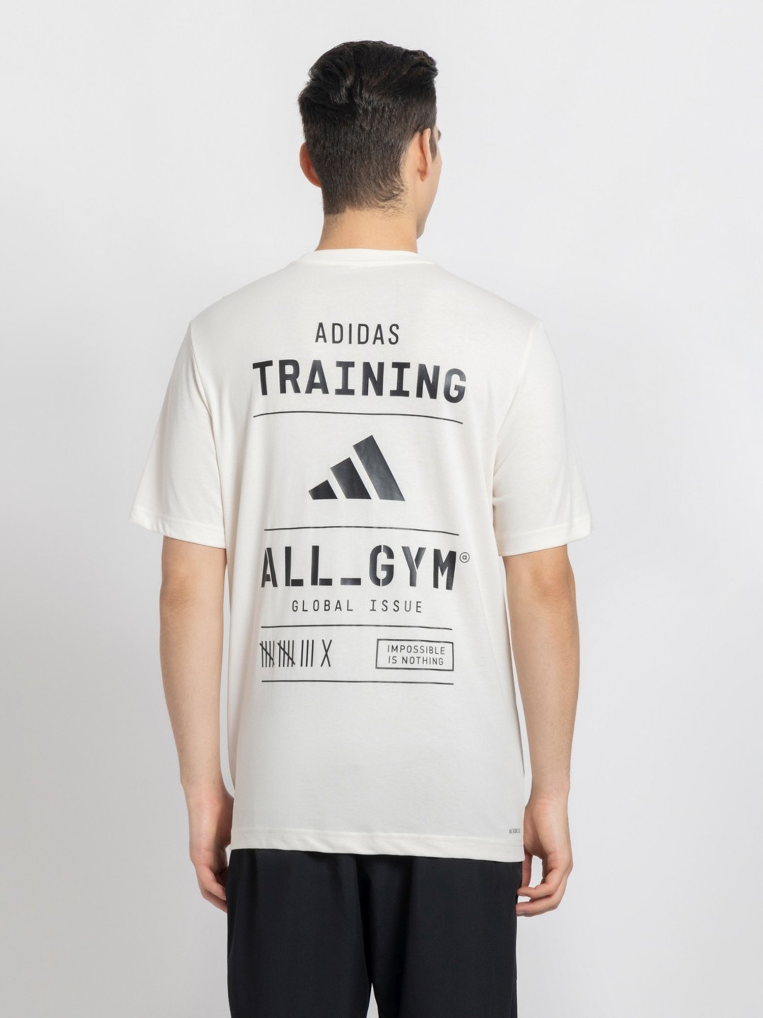 Adidas White Cotton Regular Fit Printed Sports T-Shirt