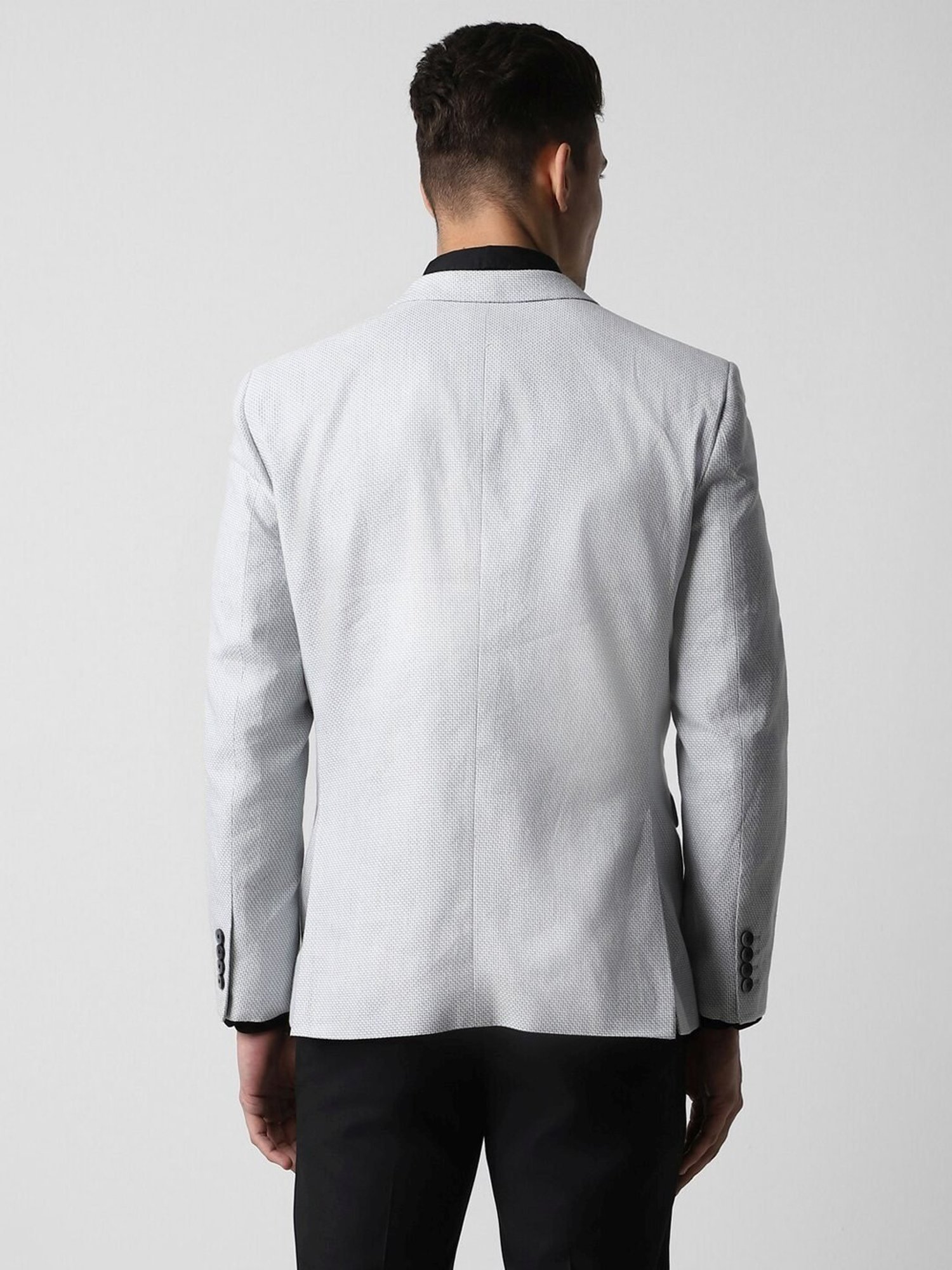 Van Heusen Grey Linen Slim Fit Texture Blazer