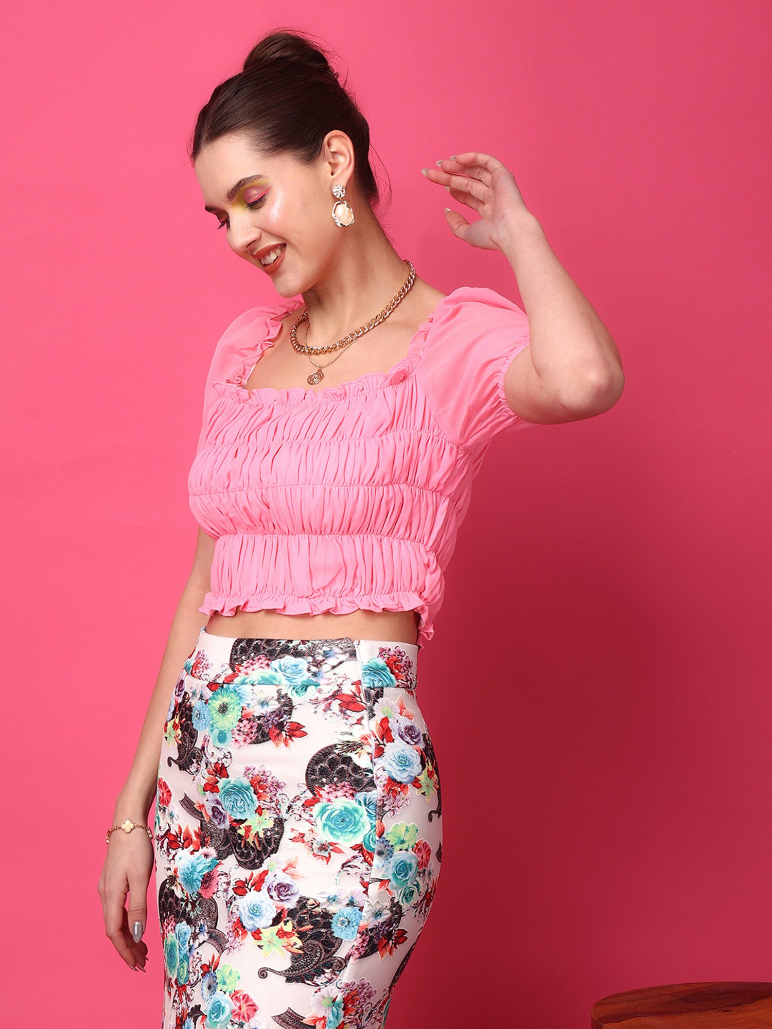 Scorpius Pink Slim Fit Crop Top