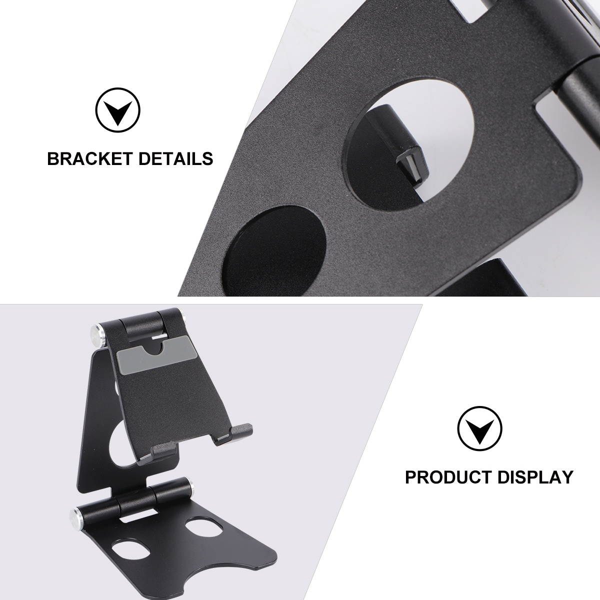 Adjustable Cell Phone Stand Aluminum Alloy Desktop Cellphone Stand with Anti-Slip Base Smartphone Holder Cradle Charging Dock Fits iPhone Samsung Pixel LG Sony (Black)