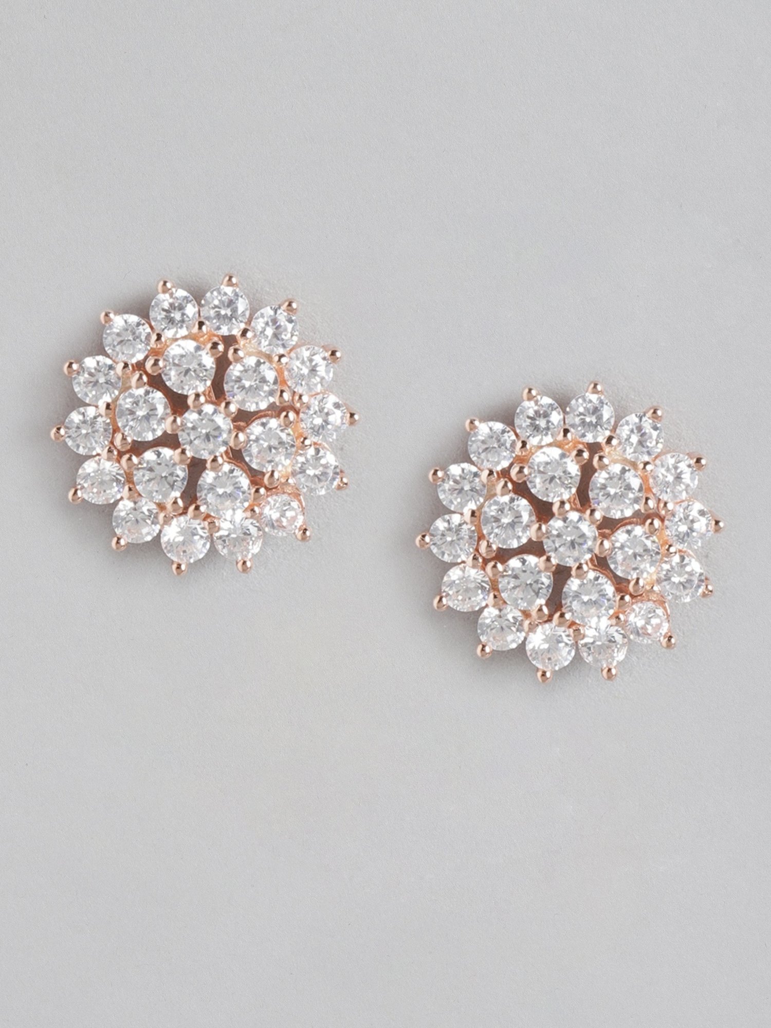 Zavya 92.5 Sterling Silver Fleur de Luxe Floral Stud Earrings for Women