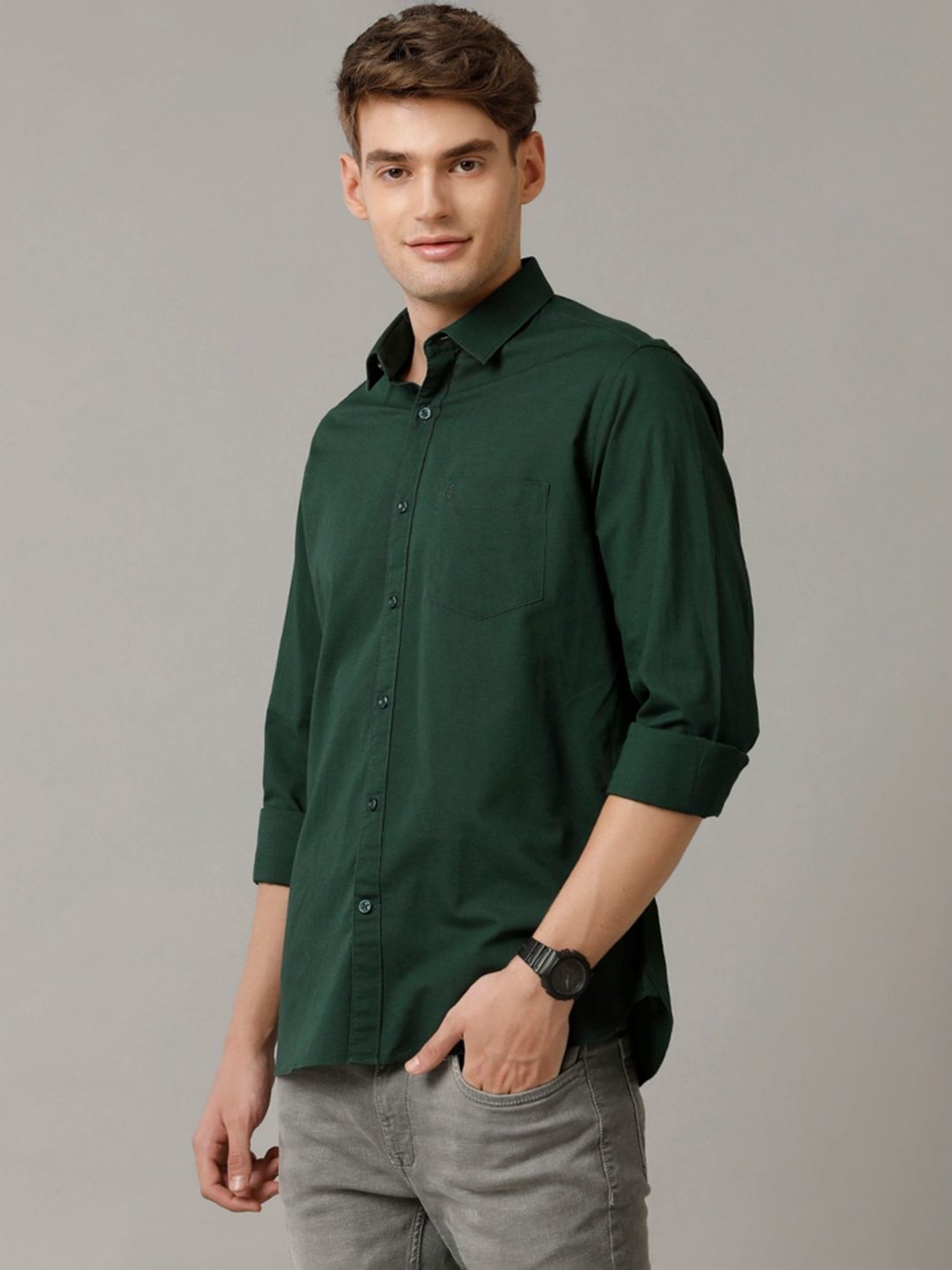 Kuons Avenue Cobalt Blue Slim Fit Denim Shirt