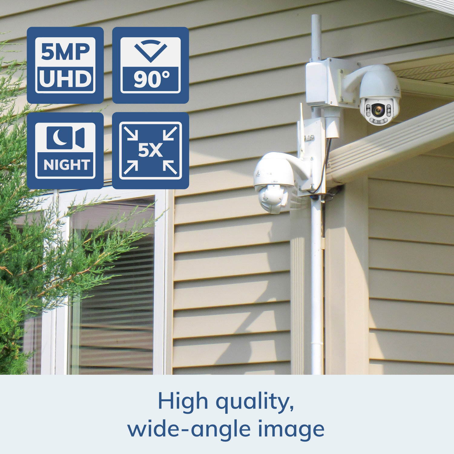 IPCC-5080E Mini HDPro V1 - 5x Optical Zoom, HD 5.0 Mega Pixel, POE, Plug and Play, Outdoor Metal Dome PTZ IP Camera, Startlight and IR Nightvision,  2 Way Audio, Blueiris Compatible