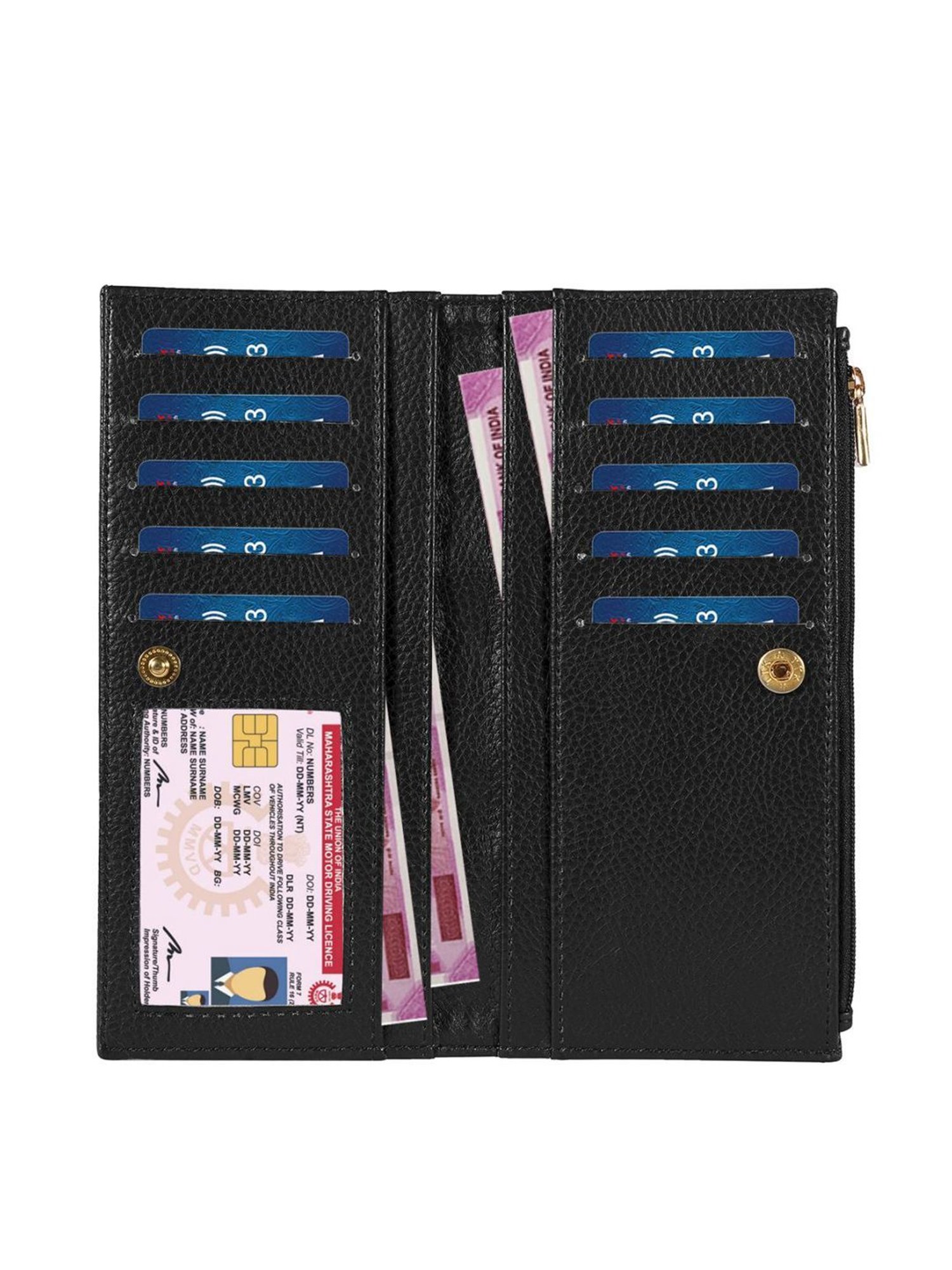 Bellissa Black Solid Premium Bi-Fold Wallet for Women
