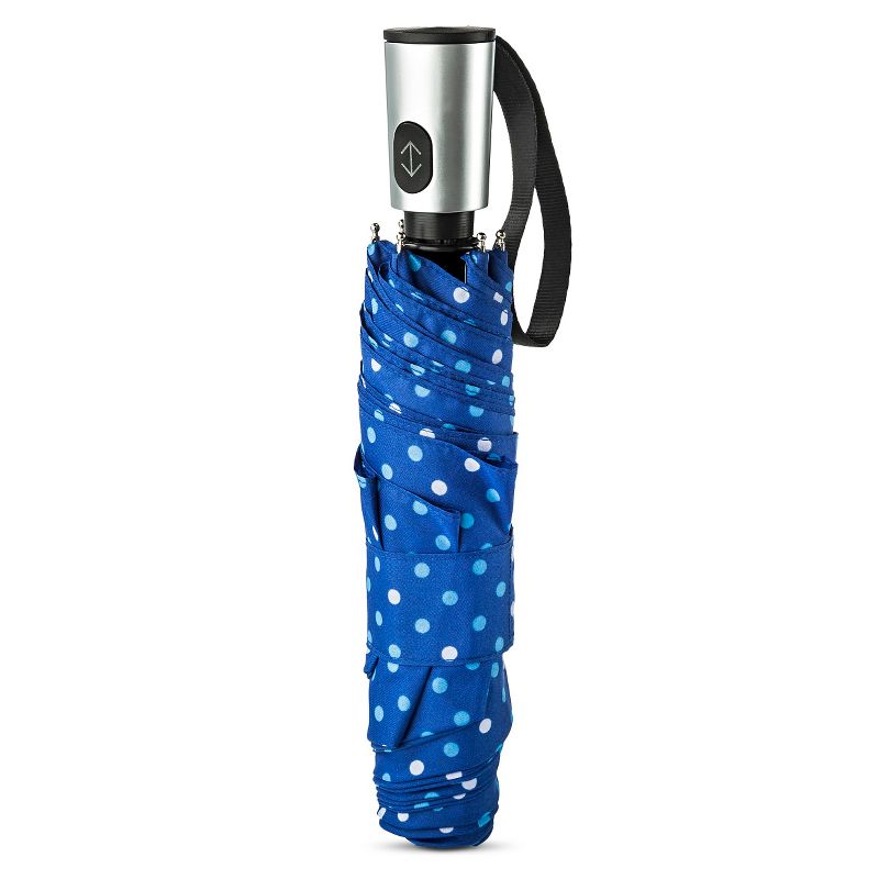 ShedRain Auto Open/Close Compact Umbrella  - Blue Polka Dot