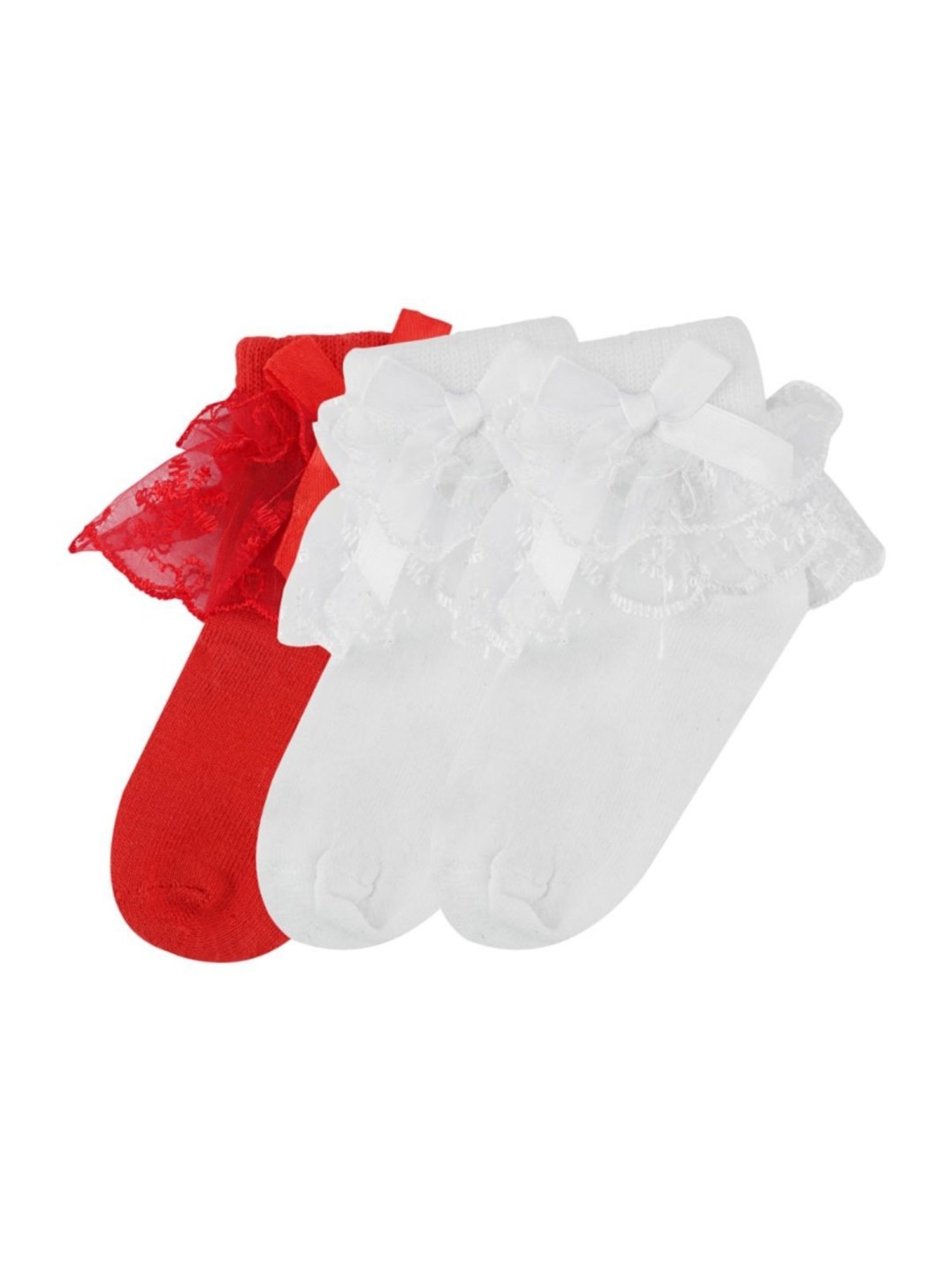 NEXT2SKIN Kids White & Red Regular Fit Socks (Pack of 3)