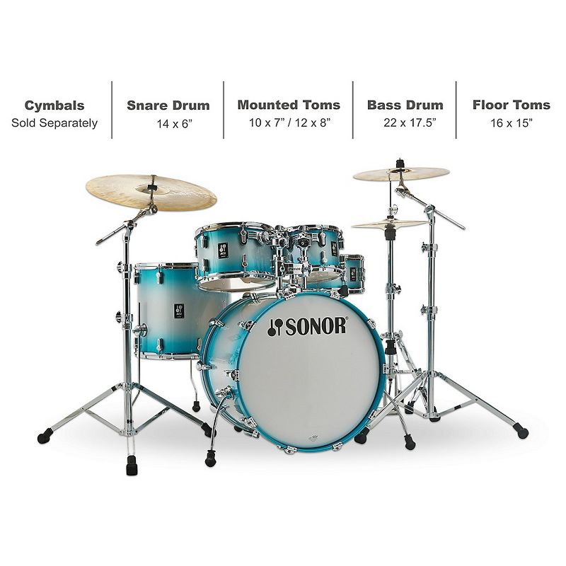 Sonor SONOR AQ2 Stage Maple 5-Piece Shell Pack Aqua Silver Burst