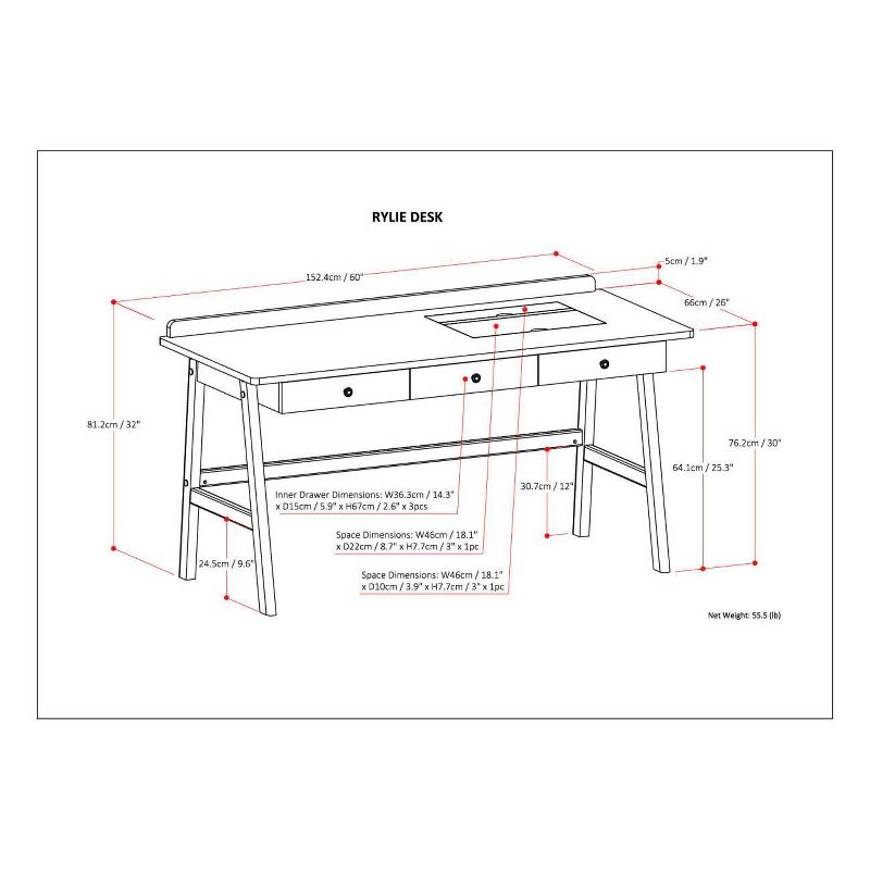 60" Lisa Desk Natural Aged Brown - WyndenHall
