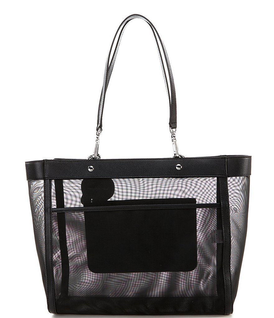 KARL LAGERFELD PARIS Adele Signature Black Mesh Tote Bag