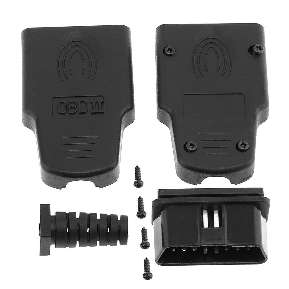 OBD-II DIY 16Pin Male Extension Opening Cable Car Diagnostic Interface Connector PLug with SR Shell and Screw