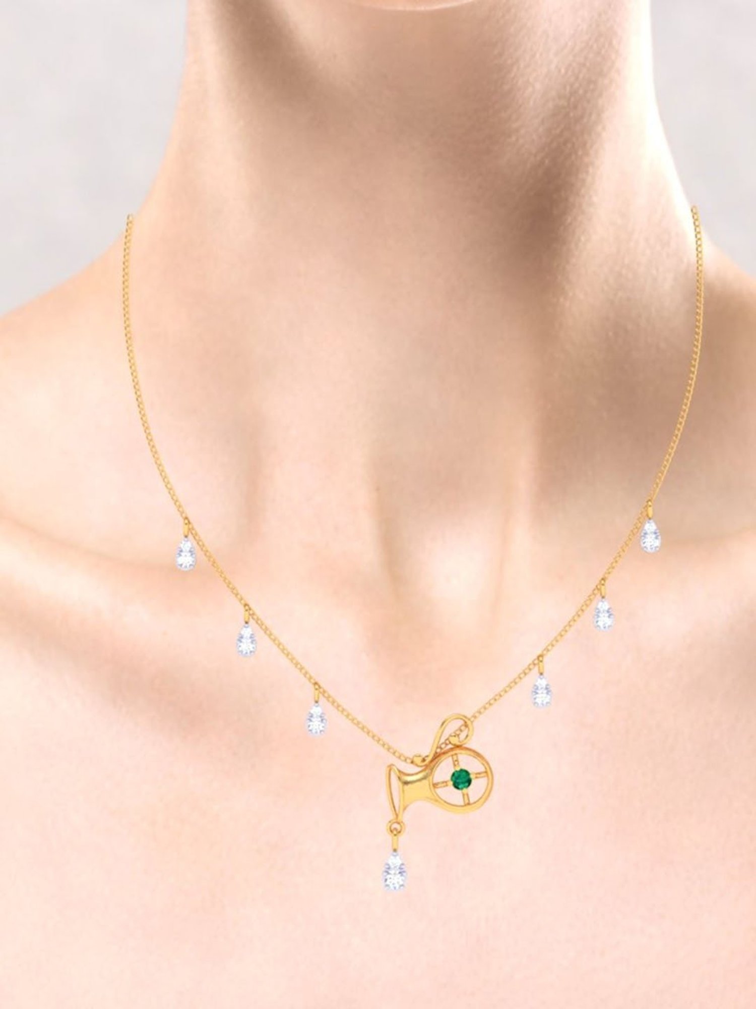 P.C Chandra Jewellers 18k Yellow Gold & Diamond Unique Aquarius Themed Necklace