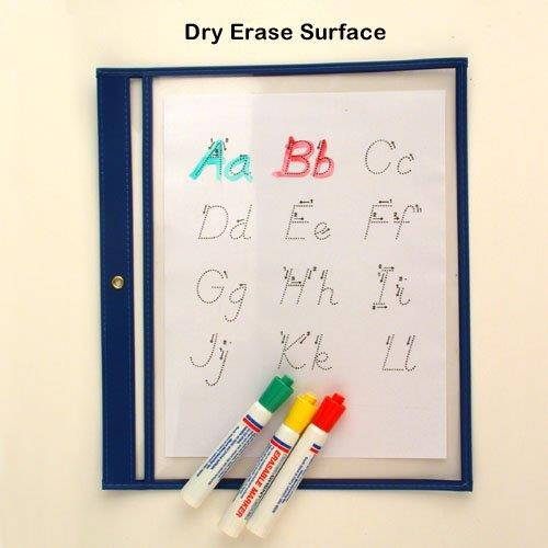 StoreSMART - Rigid Sewn Vinyl Plastic Pockets - Blue - 10 pack - 9 x 12 inches - Open Long Side - T85205L-B10